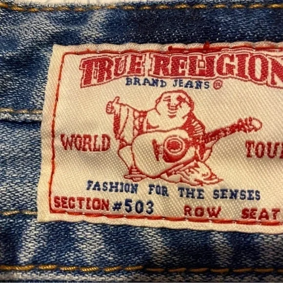 TRUE Religion Flare Distressed Jeans, vintage size 30, used condition, - Picture 6 of 9